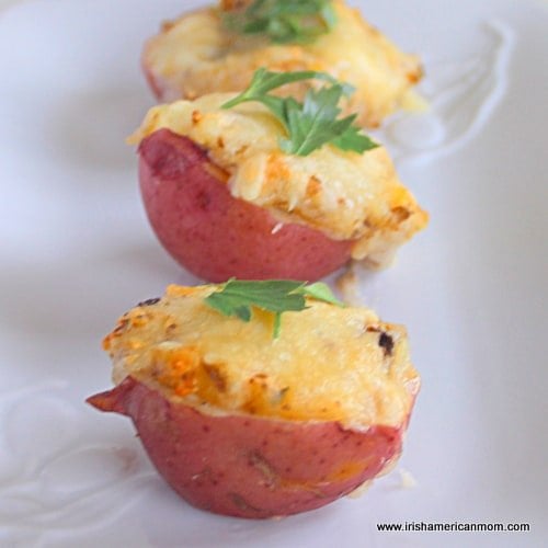 Party Appetizers - Cheese and Mushroom Potato Bites | Irish American Mom Party Appetizers - Cheese and Mushroom Potato Bites