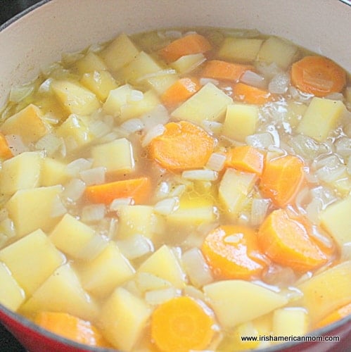 Simmering turnip and carrot soup | Irish American Mom Simmering turnip and carrot soup