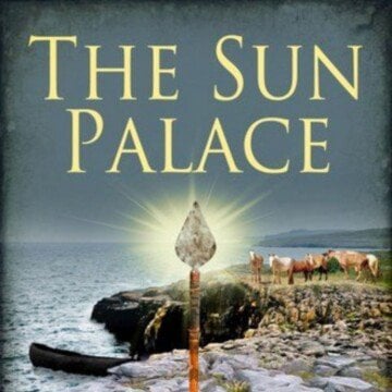 Text over the image of a coastal field with cows and a jeweled stick