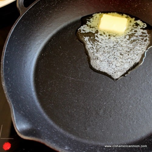 Melting butter in a cast iron pan | Irish American Mom Melting butter in a cast iron pan