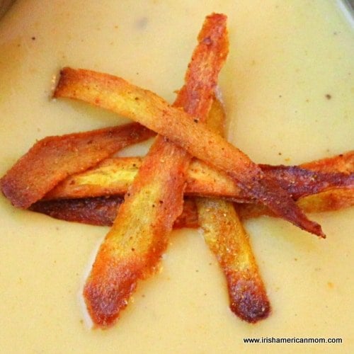 Parsnip chips as a soup garnish | Irish American Mom Parsnip chips as a soup garnish