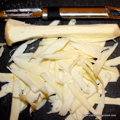 Shaved parsnip for parsnip chips | Irish American Mom Shaved parsnip for parsnip chips