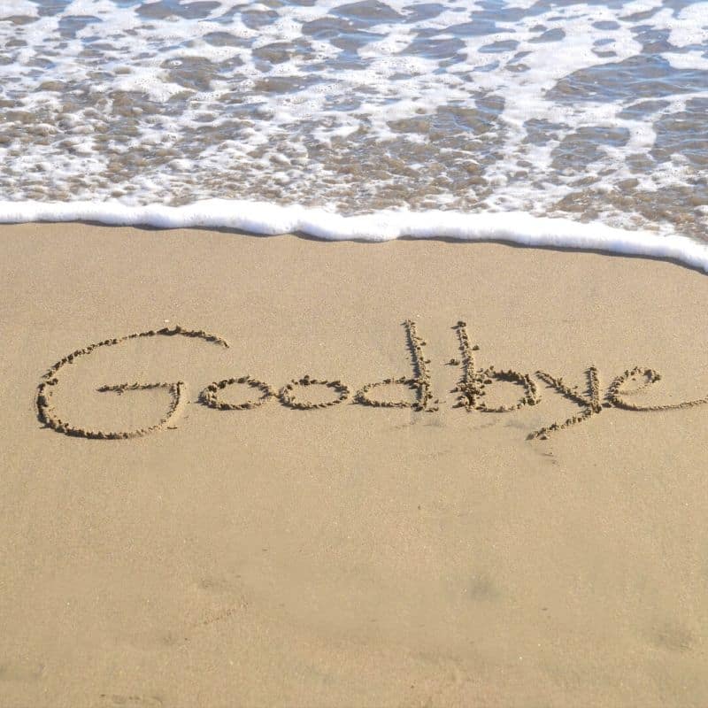 Goodbye written in the sand | Irish American Mom Goodbye etched in the sand by the sea shore