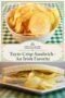 Bowl of potato chips over a green checkered table; page title below reads Tayto Crisp Sandwich—An Irish Favorite (Irish American Mom).
