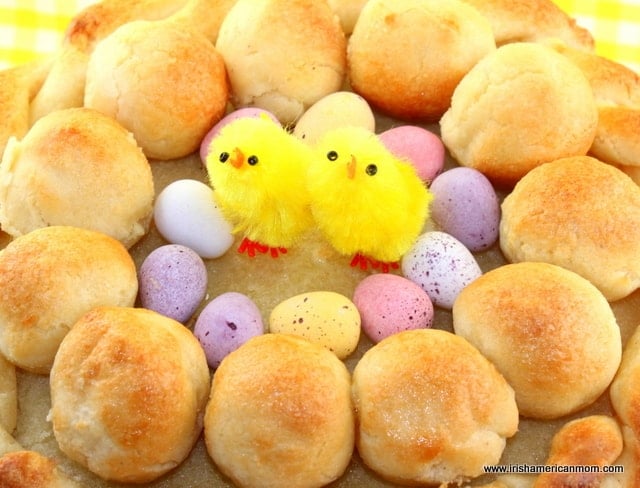 Simnel cake decorated with eggs and an Easter chick | Irish American Mom Simnel cake decorated with eggs and an Easter chick