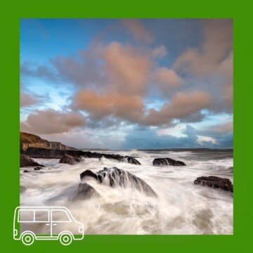 Waves crashing over rocks