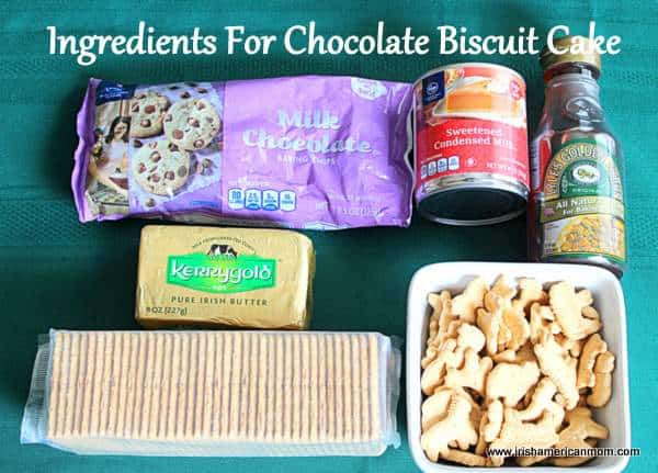 Ingredients for Irish Chocolate Biscuit Cake | Irish American Mom American ingredients for Irish Chocolate Biscuit Cake recipe