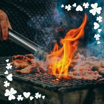 Barbecuing flames with shamrock borders