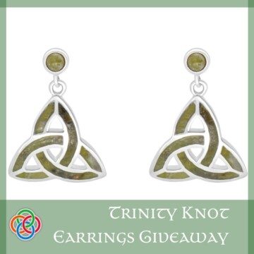 Trinity Knot Earrings with Text Banner