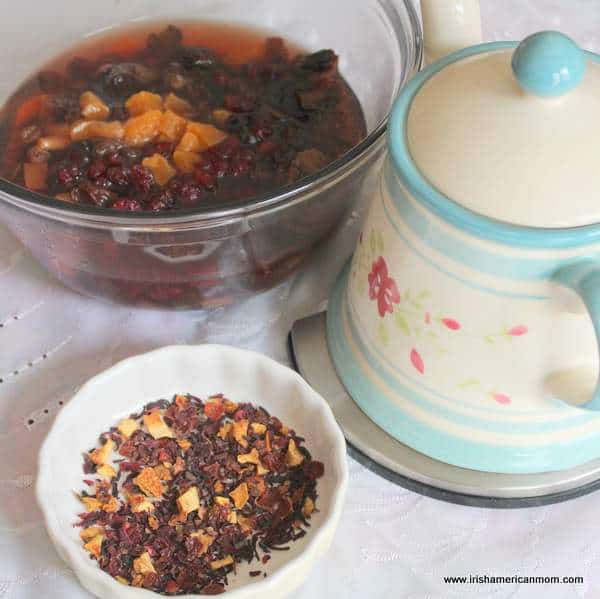 Soaking fruit in tea for dried fruit salad | Irish American Mom Soaking fruit in tea for dried fruit salad