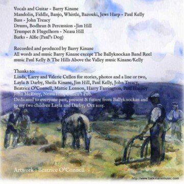 Rural painting of people working in fields with text overlay