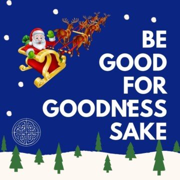 Santa sleigh graphic with text overlay