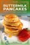 Single-image Celtic-style poster with cream (#EEEEEE), forest green (#218C0E), and burnt orange (#E67519) tones showcasing a tall stack of golden Irish buttermilk pancakes.