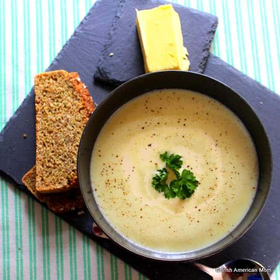 A bowl of traditional Irish potato soup | Irish American Mom A bowl of traditional Irish potato soup