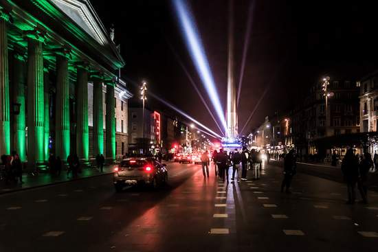 The GPO, O'Connell Street, Dublin illuminated in green for St. Patrick's Day 2015 | Irish American Mom The GPO, O'Connell Street, Dublin illuminated in green for St. Patrick's Day 2015