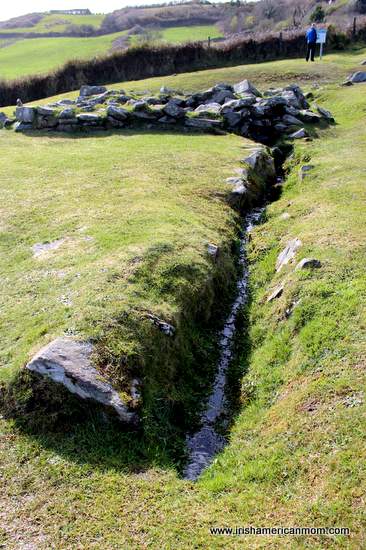 Drainage from the fulacht fiadh in Drombeg County Cork | Irish American Mom Drainage from the fulacht fiadh in Drombeg County Cork