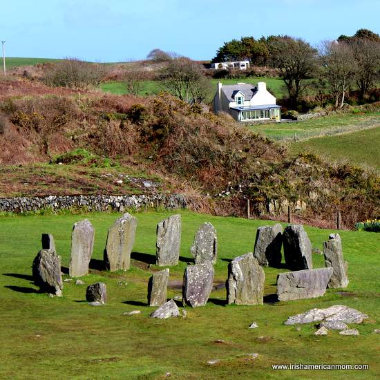 Looking down on a Stone Circle in a field