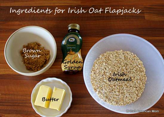 Ingredients for Irish oatmeal flapjacks | Irish American Mom Ingredients for Irish oatmeal flapjacks