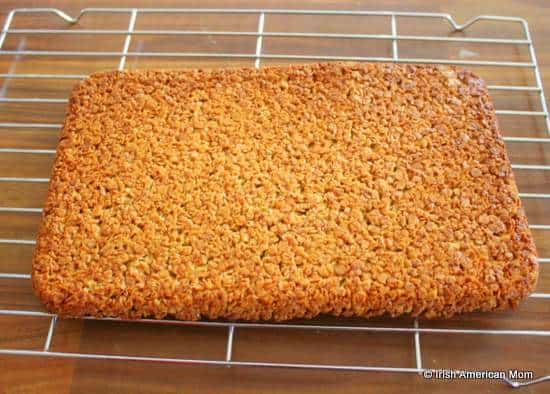 Irish oat flapjacks cooling on a wire rack | Irish American Mom Irish oat flapjacks cooling on a wire rack