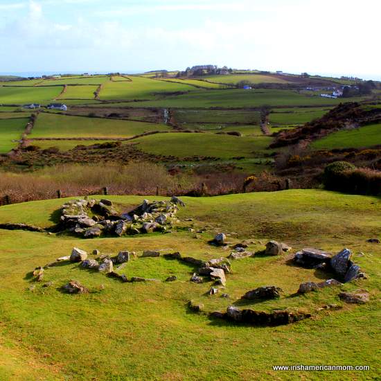 The remains of the dwelling quarters at Drombeg Stone Circle County Cork | Irish American Mom The remains of the dwelling quarters at Drombeg Stone Circle County Cork