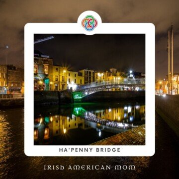 Bridge at night in a graphic with text