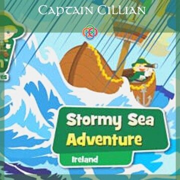 Illustrated ship on stormy sea with text banner