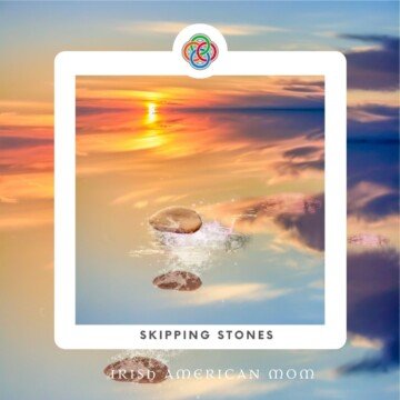 Graphic featuring stones skipping on water with text overlay