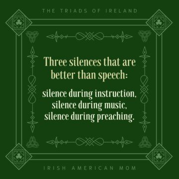 Text on a green graphic with Celtic borders