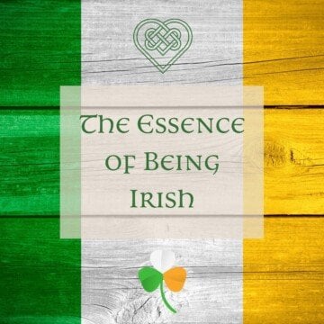 Irish flag colors on wooden boards with a text banner, shamrock and Celtic knot heart