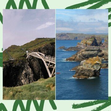 Bridge on a cliff and rocky ocean promentories