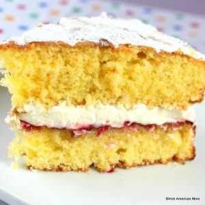 A piece of cake on a plate