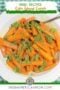 Carrots and parsley in a bowl with text banner