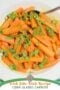 Cooked carrot sticks with parsley garnish plus a text banner
