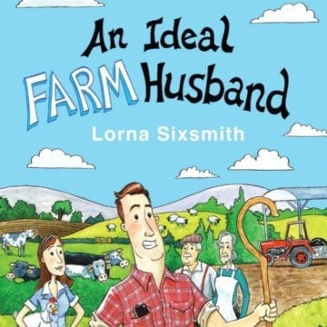 Cartoon people in fields with a text banner
