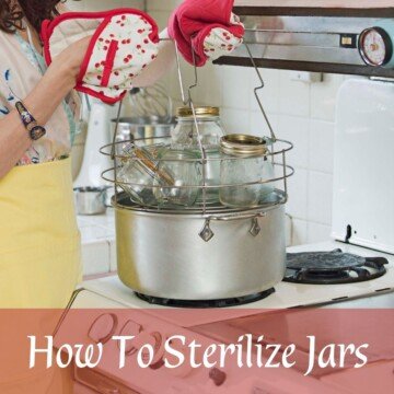 Lifting mason jars into a pot with a text banner