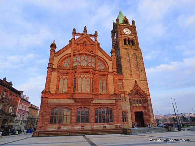 A large red brick building with a clock tower