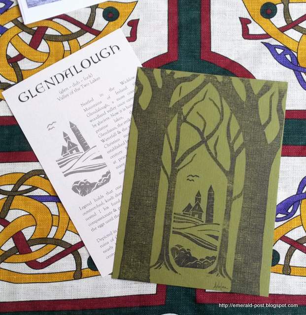 Artwork by Emerald Post | Irish American Mom Etched image on a green greeting card and text on an information card