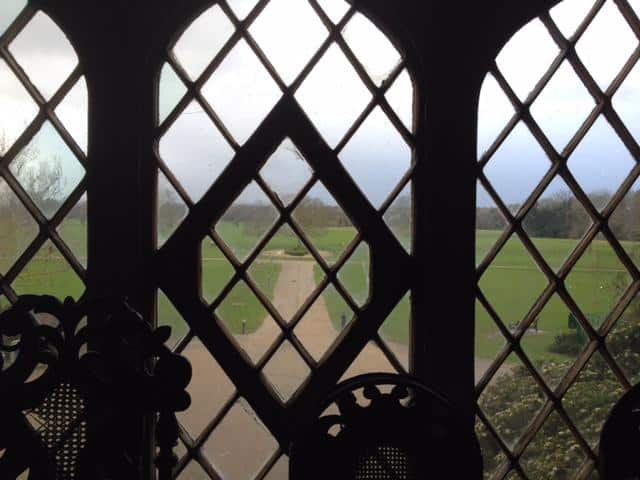 Malahide Castle - view from inside | Irish American Mom Looking through a window with lead paneling
