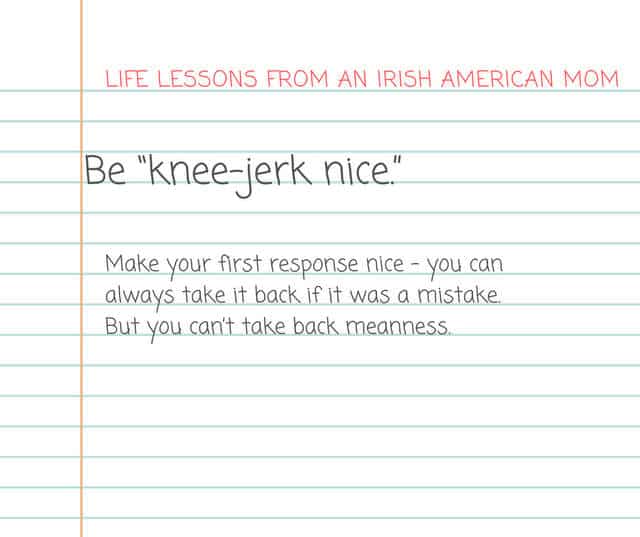 White graphic for be knee-jerk nice