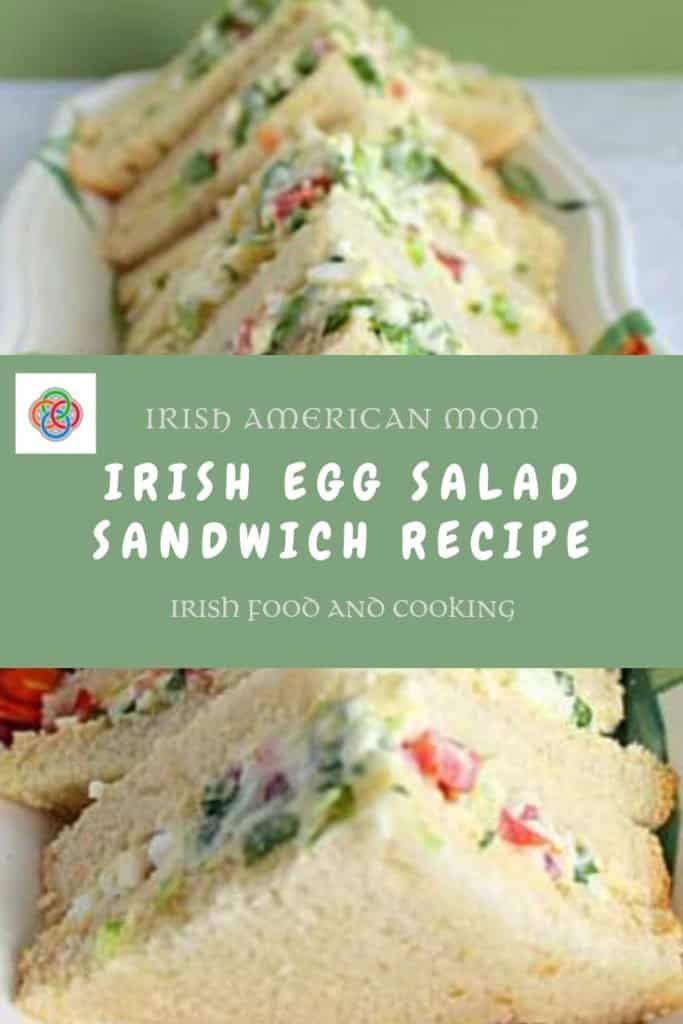 Triangular sandwiches filled with an egg and onion salad mixture from an Irish recipe.
