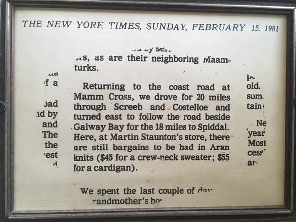 Clip from the New York Times about Standun Spiddal | Irish American Mom Text from a newspaper clipping