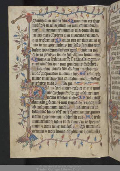 14th century psalter from Ireland | Irish American Mom Text on an illustrated vellum manuscript page