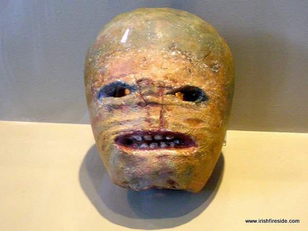 Carved rutabaga or turnip - the original Jack O'Lantern | Irish American Mom Carved turnip with a face
