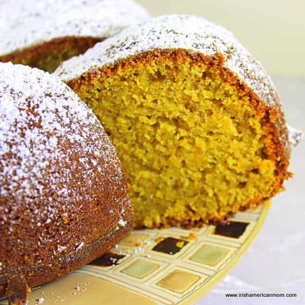Pumpkin cake slice from a bundt style cake
