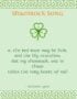 Green Irish-themed graphic titled “Shamrock Song” featuring a quote by Katherine Tynan about the shamrock, framed with Celtic knot borders and a simple shamrock illustration.
