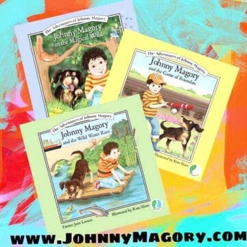 Children's picture books with text overlay