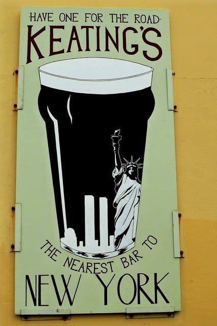 One for the road | Irish American Mom A close up of a sign showing a pint of stout