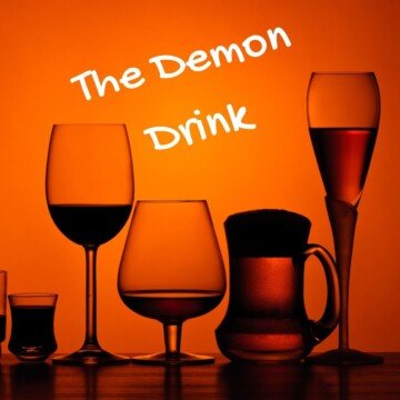 Drink glasses against a red background with text overlay