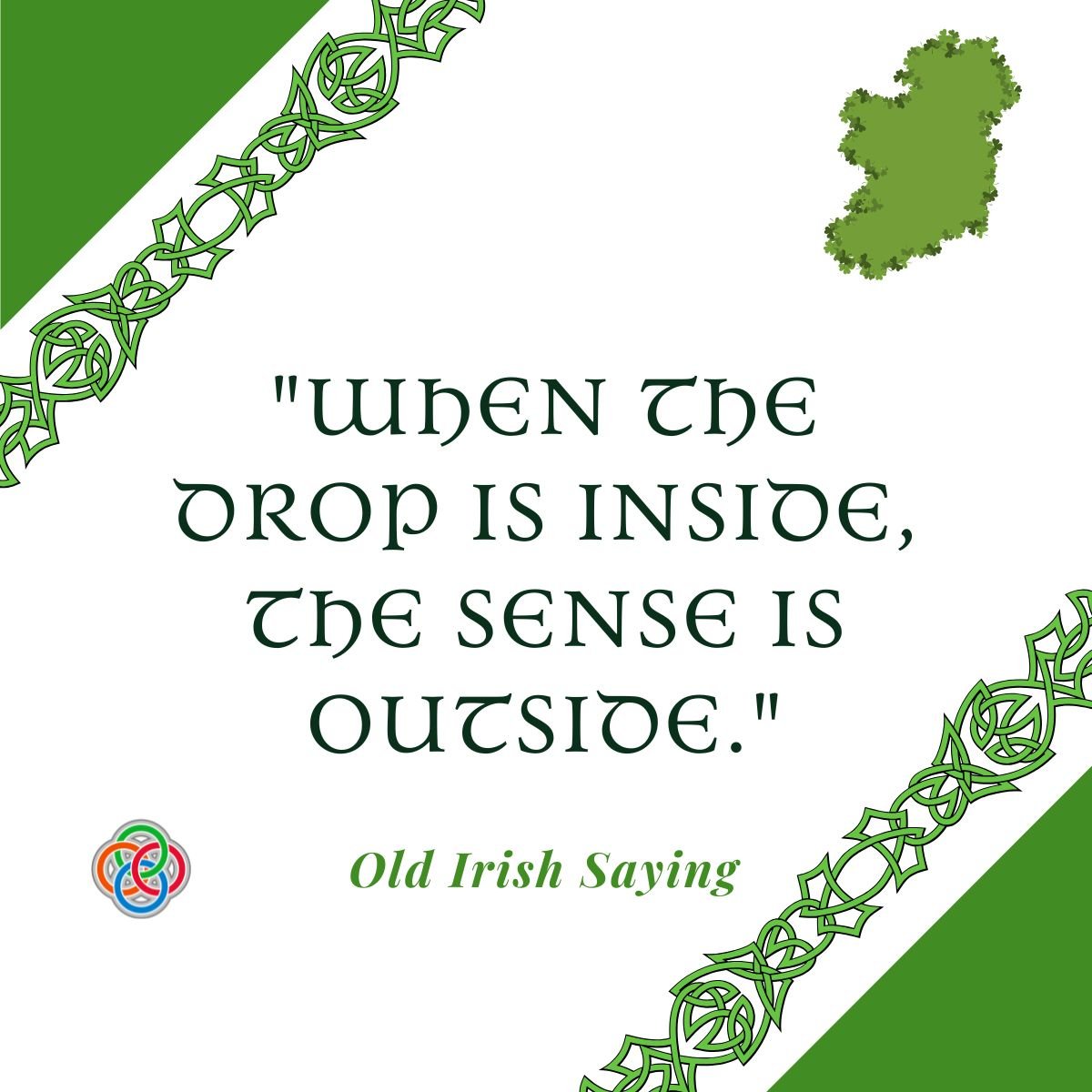 When the drop is inside the sense is outside | Irish American Mom Text graphic