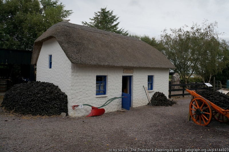 A small house with a blue door